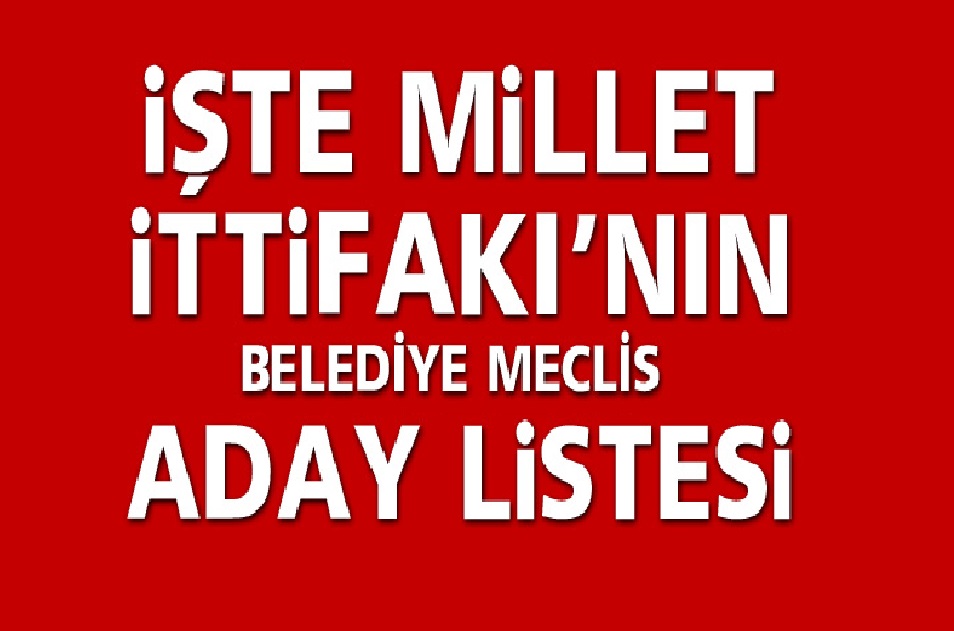 Ordu Milet İttifakı Belediye Meclis  Listesi