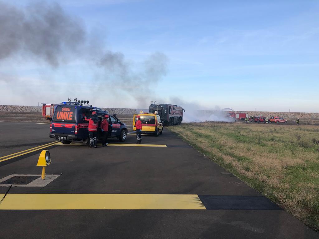 Ordu-Giresun Havalimanında, Kısmi Acil Durum ve Ateşli Yangın Tatbikatı Yapıldı
